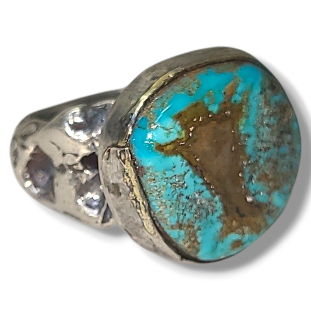 Artisan Sterling Silver Turquoise Ring Size 10 15.51g Handmade Southwestern